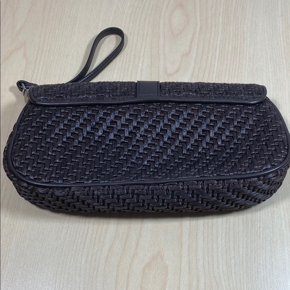 Ann Taylor Dark Brown Woven Clutch with Buckle - Picture 2 of 6